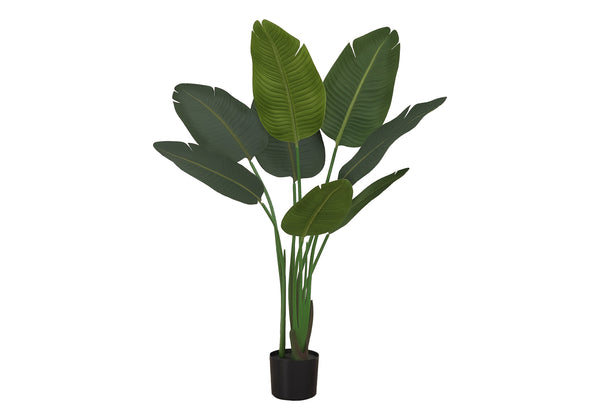 Monarch Specialties Artificial Plant, 44" Tall, Bird Of Paradise Tree, Indoor, Faux, Fake, Floor, Greenery, Potted, Decorative, Green Leaves, Black Pot Green,Black, Black Plastic,Cement,Foam,Metal,Polyester,Polypropylene I 9569