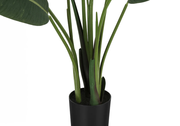 Monarch Specialties Artificial Plant, 60" Tall, Bird Of Paradise Tree, Indoor, Faux, Fake, Floor, Greenery, Potted, Decorative, Green Leaves, Black Pot Green,Black, Black Plastic,Cement,Foam,Metal,Polyester,Polypropylene I 9570