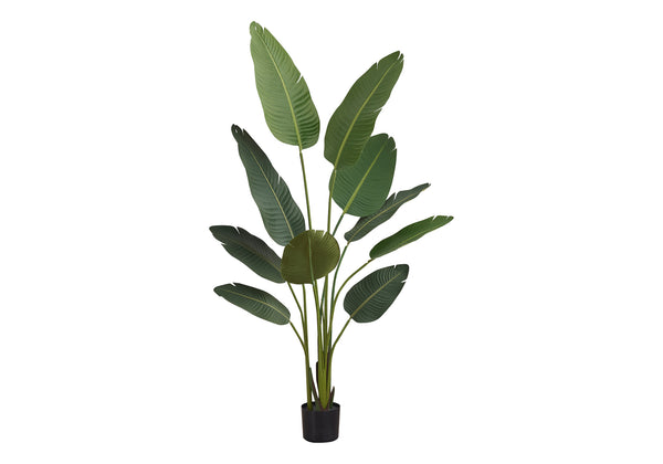 Monarch Specialties Artificial Plant, 60" Tall, Bird Of Paradise Tree, Indoor, Faux, Fake, Floor, Greenery, Potted, Decorative, Green Leaves, Black Pot Green,Black, Black Plastic,Cement,Foam,Metal,Polyester,Polypropylene I 9570