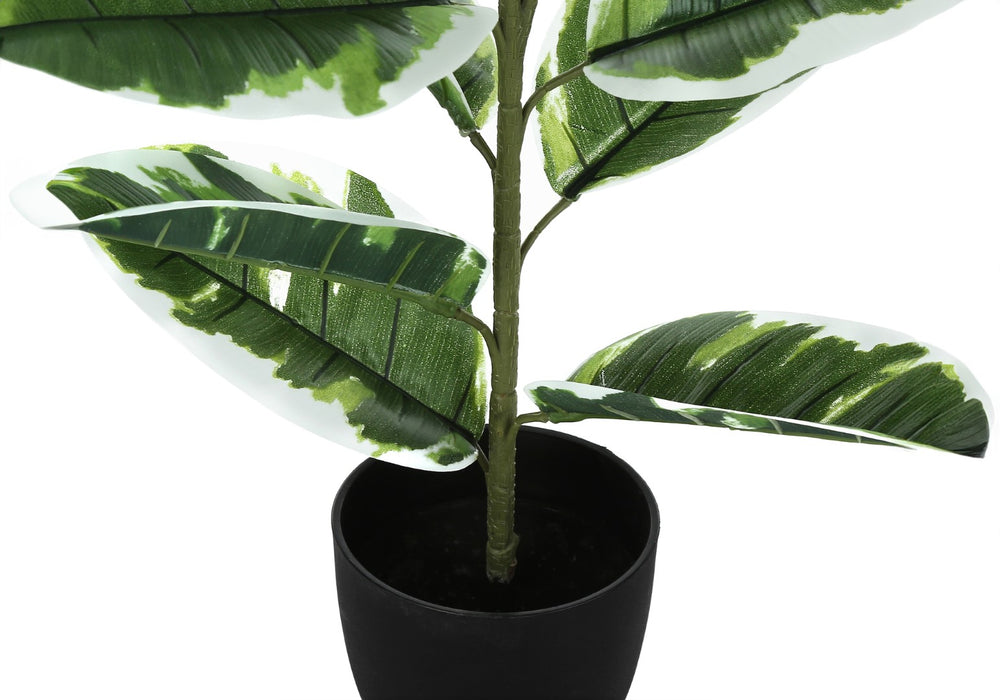 Monarch Specialties Artificial Plant, 27" Tall, Rubber, Indoor, Faux, Fake, Table, Greenery, Potted, Real Touch, Decorative, Green Leaves, Black Pot Green,Black, Black Polyethylene,Cement,Foam,Metal,Polypropylene I 9572