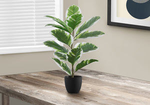 Monarch Specialties Artificial Plant, 27" Tall, Rubber, Indoor, Faux, Fake, Table, Greenery, Potted, Real Touch, Decorative, Green Leaves, Black Pot Green,Black, Black Polyethylene,Cement,Foam,Metal,Polypropylene I 9572
