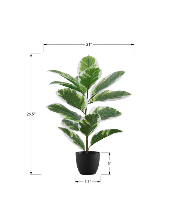 Monarch Specialties Artificial Plant, 27" Tall, Rubber, Indoor, Faux, Fake, Table, Greenery, Potted, Real Touch, Decorative, Green Leaves, Black Pot Green,Black, Black Polyethylene,Cement,Foam,Metal,Polypropylene I 9572