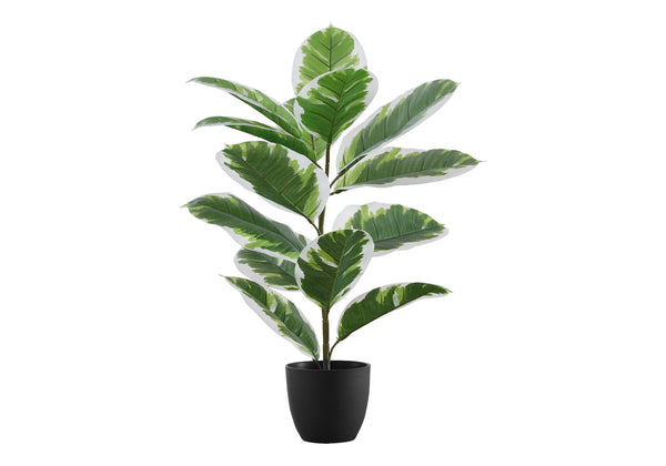 Monarch Specialties Artificial Plant, 27" Tall, Rubber, Indoor, Faux, Fake, Table, Greenery, Potted, Real Touch, Decorative, Green Leaves, Black Pot Green,Black, Black Polyethylene,Cement,Foam,Metal,Polypropylene I 9572