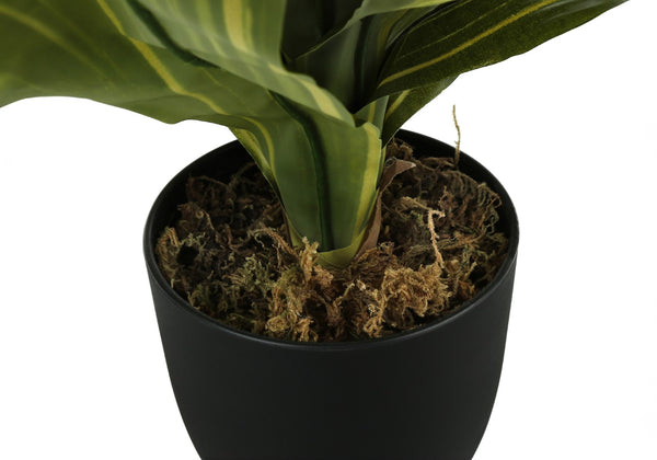 Monarch Specialties Artificial Plant, 17" Tall, Dracaena, Indoor, Faux, Fake, Table, Greenery, Potted, Real Touch, Decorative, Green Leaves, Black Pot Green,Black, Black Polyethylene,Cement,Metal,Polypropylene I 9573