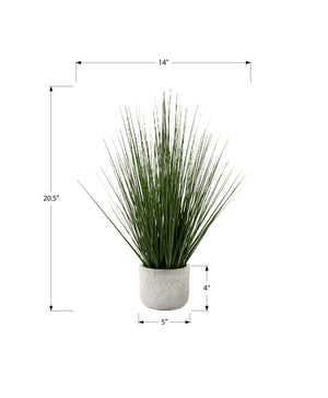 Monarch Specialties Artificial Plant, 21" Tall, Grass, Indoor, Faux, Fake, Table, Greenery, Potted, Real Touch, Decorative, Green Grass, White Pot Green,White, White Pvc,Cement,Foam,Metal,Nylon I 9574