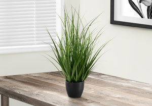 Monarch Specialties Artificial Plant, 23" Tall, Grass, Indoor, Faux, Fake, Table, Greenery, Potted, Real Touch, Decorative, Green Grass, Black Pot Green,Black, Black Pvc,Cement,Foam,Metal,Nylon,Polypropylene I 9575