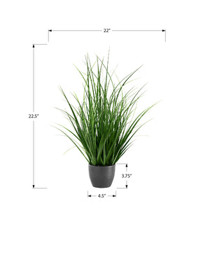 Monarch Specialties Artificial Plant, 23" Tall, Grass, Indoor, Faux, Fake, Table, Greenery, Potted, Real Touch, Decorative, Green Grass, Black Pot Green,Black, Black Pvc,Cement,Foam,Metal,Nylon,Polypropylene I 9575
