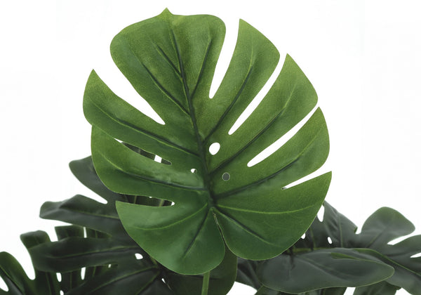 Monarch Specialties Artificial Plant, 24" Tall, Monstera, Indoor, Faux, Fake, Table, Greenery, Potted, Real Touch, Decorative, Green Leaves, Black Pot Green,Black, Black Polyethylene,Cement,Foam,Metal,Polypropylene I 9576