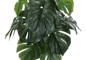 Monarch Specialties Artificial Plant, 24" Tall, Monstera, Indoor, Faux, Fake, Table, Greenery, Potted, Real Touch, Decorative, Green Leaves, Black Pot Green,Black, Black Polyethylene,Cement,Foam,Metal,Polypropylene I 9576