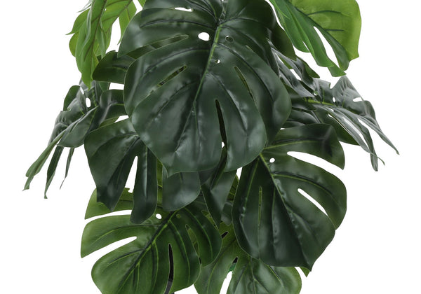 Monarch Specialties Artificial Plant, 24" Tall, Monstera, Indoor, Faux, Fake, Table, Greenery, Potted, Real Touch, Decorative, Green Leaves, Black Pot Green,Black, Black Polyethylene,Cement,Foam,Metal,Polypropylene I 9576