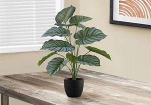 Monarch Specialties Artificial Plant, 24" Tall, Calathea, Indoor, Faux, Fake, Table, Greenery, Potted, Real Touch, Decorative, Green Leaves, Black Pot Green,Black, Black Polyethylene,Cement,Foam,Metal,Polypropylene I 9577