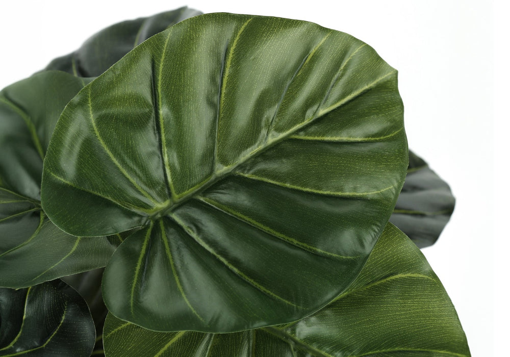 Monarch Specialties Artificial Plant, 24" Tall, Alocasia, Indoor, Faux, Fake, Table, Greenery, Potted, Real Touch, Decorative, Green Leaves, Black Pot Green,Black, Black Polyethylene,Cement,Foam,Metal,Polypropylene I 9578