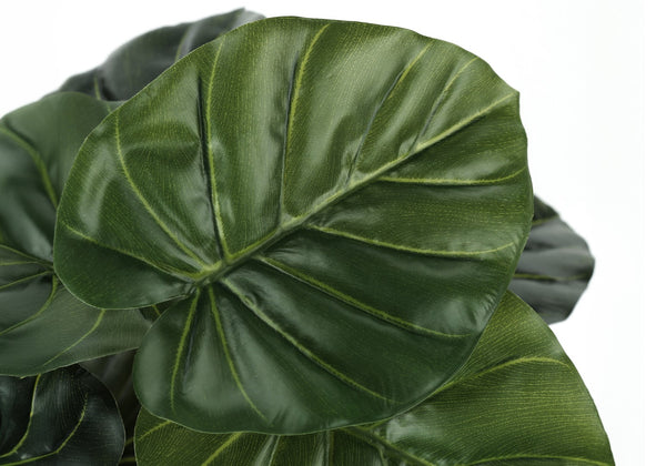 Monarch Specialties Artificial Plant, 24" Tall, Alocasia, Indoor, Faux, Fake, Table, Greenery, Potted, Real Touch, Decorative, Green Leaves, Black Pot Green,Black, Black Polyethylene,Cement,Foam,Metal,Polypropylene I 9578