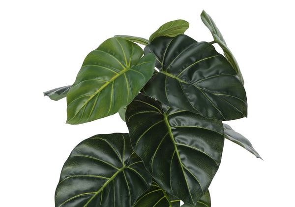 Monarch Specialties Artificial Plant, 24" Tall, Alocasia, Indoor, Faux, Fake, Table, Greenery, Potted, Real Touch, Decorative, Green Leaves, Black Pot Green,Black, Black Polyethylene,Cement,Foam,Metal,Polypropylene I 9578