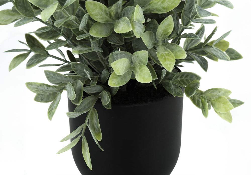 Monarch Specialties Artificial Plant, 11" Tall, Eucalyptus Grass, Indoor, Faux, Fake, Table, Greenery, Potted, Set Of 2, Decorative, Green Leaves, Black Pots Green,Black, Black Polyethylene,Cement,Foam,Metal I 9580