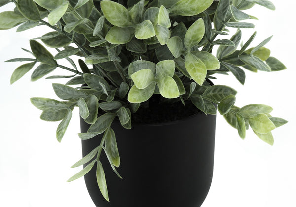 Monarch Specialties Artificial Plant, 11" Tall, Eucalyptus Grass, Indoor, Faux, Fake, Table, Greenery, Potted, Set Of 2, Decorative, Green Leaves, Black Pots Green,Black, Black Polyethylene,Cement,Foam,Metal I 9580