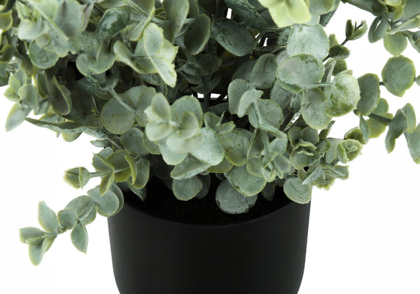 Monarch Specialties Artificial Plant, 11" Tall, Eucalyptus Grass, Indoor, Faux, Fake, Table, Greenery, Potted, Set Of 2, Decorative, Green Leaves, Black Pots Green,Black, Black Polyethylene,Cement,Foam,Metal I 9580