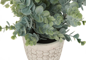 Monarch Specialties Artificial Plant, 13" Tall, Eucalyptus Grass, Indoor, Faux, Fake, Table, Greenery, Potted, Set Of 2, Decorative, Green Leaves, White Pots, Brown Pots Green,White, White Polyethylene,Cement,Foam,Metal I 9581