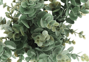 Monarch Specialties Artificial Plant, 13" Tall, Eucalyptus Grass, Indoor, Faux, Fake, Table, Greenery, Potted, Set Of 2, Decorative, Green Leaves, White Pots, Brown Pots Green,White, White Polyethylene,Cement,Foam,Metal I 9581