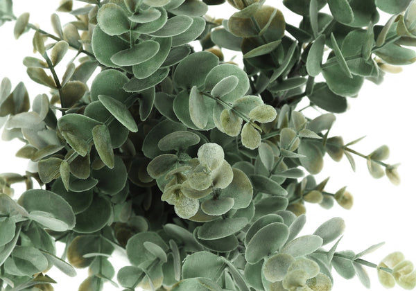 Monarch Specialties Artificial Plant, 13" Tall, Eucalyptus Grass, Indoor, Faux, Fake, Table, Greenery, Potted, Set Of 2, Decorative, Green Leaves, White Pots, Brown Pots Green,White, White Polyethylene,Cement,Foam,Metal I 9581