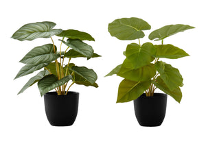 Monarch Specialties Artificial Plant, 13" Tall, Epipremnum, Indoor, Faux, Fake, Table, Greenery, Potted, Set Of 2, Decorative, Green Leaves, Black Pots Green,Black, Black Polyethylene,Cement,Foam,Metal,Polypropylene I 9583