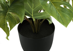 Monarch Specialties Artificial Plant, 13" Tall, Monstera Calthea, Indoor, Faux, Fake, Table, Greenery, Potted, Set Of 2, Decorative, Green Leaves, Black Pots Green,Black, Black Polyethylene,Cement,Foam,Metal,Polypropylene I 9584