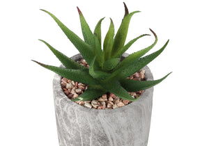 Monarch Specialties Artificial Plant, 6" Tall, Succulent, Indoor, Faux, Fake, Table, Greenery, Potted, Set Of 2, Decorative, Green Leaves, Grey Cement Pots Green,Grey, Grey Polyethylene,Cement,Foam I 9586