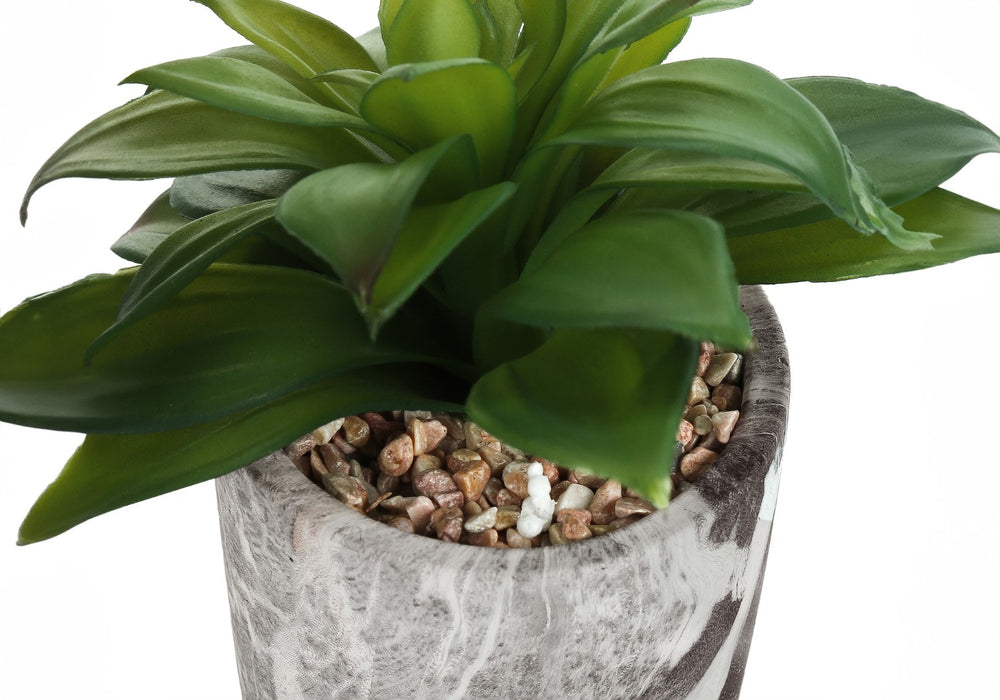 Monarch Specialties Artificial Plant, 6" Tall, Succulent, Indoor, Faux, Fake, Table, Greenery, Potted, Set Of 2, Decorative, Green Leaves, Grey Cement Pots Green,Grey, Grey Polyethylene,Cement,Foam I 9586