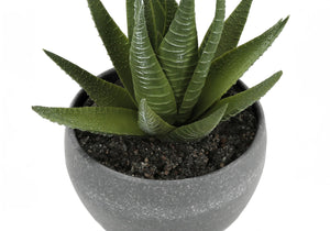 Monarch Specialties Artificial Plant, 6" Tall, Succulent, Indoor, Faux, Fake, Table, Greenery, Potted, Set Of 3, Decorative, Green Plants, Grey Cement Pots Green,Grey, Grey Polyethylene,Foam,Metal I 9587
