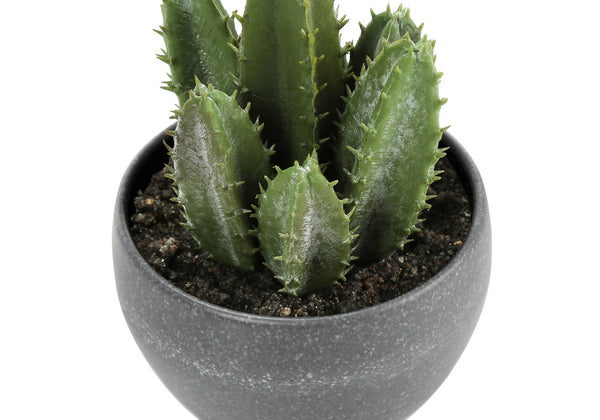 Monarch Specialties Artificial Plant, 6" Tall, Succulent, Indoor, Faux, Fake, Table, Greenery, Potted, Set Of 3, Decorative, Green Plants, Grey Cement Pots Green,Grey, Grey Polyethylene,Foam,Metal I 9587