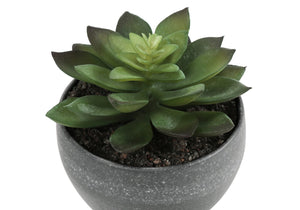 Monarch Specialties Artificial Plant, 6" Tall, Succulent, Indoor, Faux, Fake, Table, Greenery, Potted, Set Of 3, Decorative, Green Plants, Grey Cement Pots Green,Grey, Grey Polyethylene,Foam,Metal I 9587