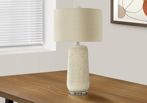 Monarch Specialties Lighting, 31"H, Table Lamp, Cream Ceramic, Beige Shade, Contemporary Cream,Beige,Silver, Beige,Silver Ceramic,Acrylic,Linen,Metal I 9605