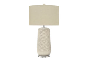Monarch Specialties Lighting, 31"H, Table Lamp, Cream Ceramic, Beige Shade, Contemporary Cream,Beige,Silver, Beige,Silver Ceramic,Acrylic,Linen,Metal I 9605