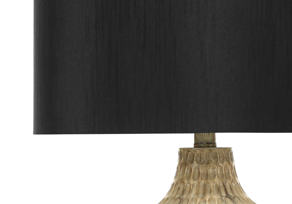 Monarch Specialties Lighting, 25"H, Table Lamp, Black Shade, Brown Resin, Contemporary Brown,Black, Black Polyresin,Linen,Metal I 9606