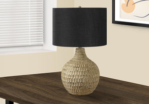 Monarch Specialties Lighting, 25"H, Table Lamp, Black Shade, Brown Resin, Contemporary Brown,Black, Black Polyresin,Linen,Metal I 9606