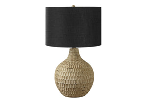 Monarch Specialties Lighting, 25"H, Table Lamp, Black Shade, Brown Resin, Contemporary Brown,Black, Black Polyresin,Linen,Metal I 9606