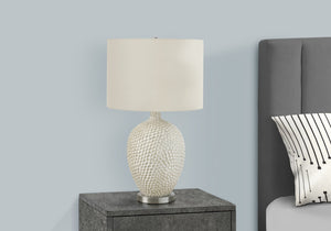 Monarch Specialties Lighting, 28"H, Table Lamp, Cream Ceramic, Ivory / Cream Shade, Contemporary Cream,Ivory,Silver, Ivory,Silver Ceramic,Linen,Metal I 9607