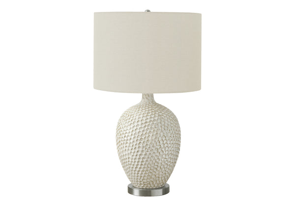 Monarch Specialties Lighting, 28"H, Table Lamp, Cream Ceramic, Ivory / Cream Shade, Contemporary Cream,Ivory,Silver, Ivory,Silver Ceramic,Linen,Metal I 9607