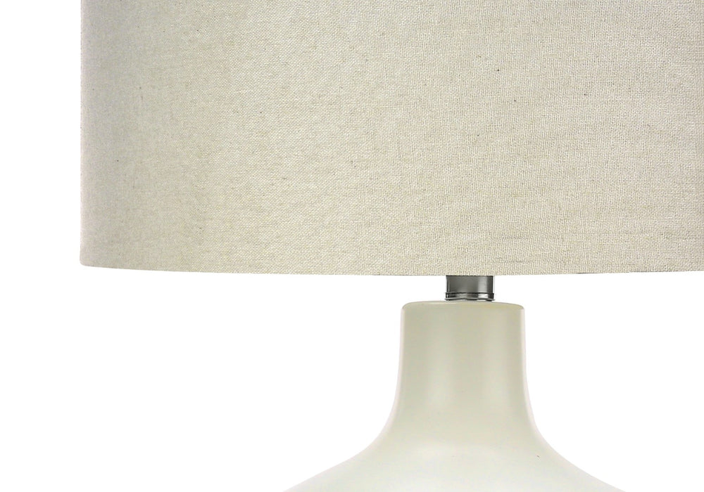 Monarch Specialties Lighting, 25"H, Table Lamp, Ivory / Cream Shade, Cream Ceramic, Contemporary Cream,Ivory,Silver, Ivory,Silver Ceramic,Linen,Metal I 9608