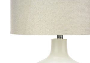 Monarch Specialties Lighting, 25"H, Table Lamp, Ivory / Cream Shade, Cream Ceramic, Contemporary Cream,Ivory,Silver, Ivory,Silver Ceramic,Linen,Metal I 9608