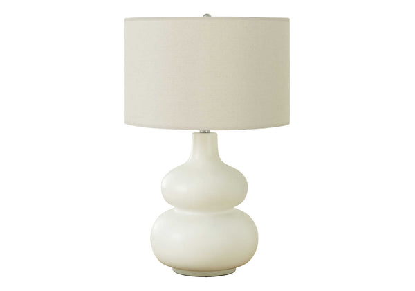 Monarch Specialties Lighting, 25"H, Table Lamp, Ivory / Cream Shade, Cream Ceramic, Contemporary Cream,Ivory,Silver, Ivory,Silver Ceramic,Linen,Metal I 9608