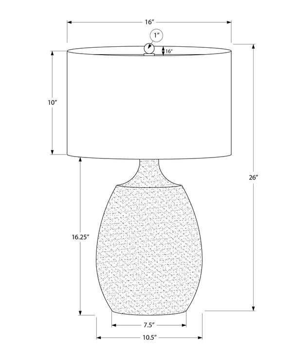 Monarch Specialties Lighting, 26"H, Table Lamp, Ivory / Cream Shade, Cream Resin, Contemporary Cream,Ivory,Silver, Ivory,Silver Polyresin,Linen,Metal I 9609