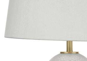 Monarch Specialties Lighting, 26"H, Table Lamp, White Ceramic, Ivory / Cream Shade, Transitional White,Gold,Ivory, Gold,Ivory Ceramic,Linen,Metal I 9610