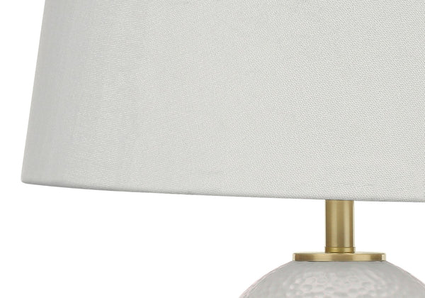 Monarch Specialties Lighting, 26"H, Table Lamp, White Ceramic, Ivory / Cream Shade, Transitional White,Gold,Ivory, Gold,Ivory Ceramic,Linen,Metal I 9610