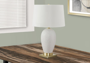 Monarch Specialties Lighting, 26"H, Table Lamp, White Ceramic, Ivory / Cream Shade, Transitional White,Gold,Ivory, Gold,Ivory Ceramic,Linen,Metal I 9610