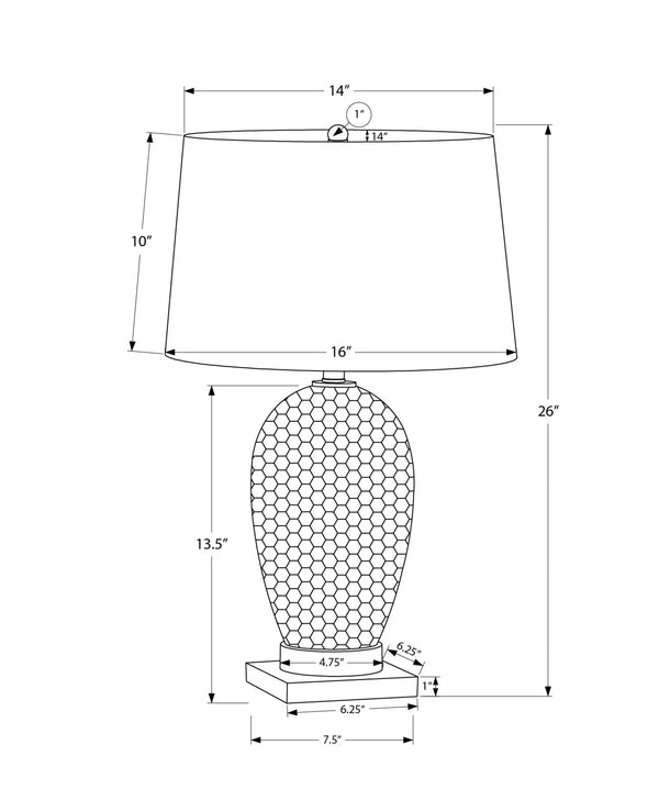 Monarch Specialties Lighting, 26"H, Table Lamp, White Ceramic, Ivory / Cream Shade, Transitional White,Gold,Ivory, Gold,Ivory Ceramic,Linen,Metal I 9610