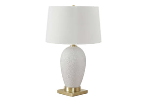 Monarch Specialties Lighting, 26"H, Table Lamp, White Ceramic, Ivory / Cream Shade, Transitional White,Gold,Ivory, Gold,Ivory Ceramic,Linen,Metal I 9610