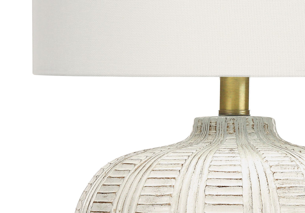 Monarch Specialties Lighting, 21"H, Table Lamp, Ivory / Cream Shade, Cream Resin, Transitional Cream,Gold,Ivory, Gold,Ivory Polyresin,Linen,Metal I 9617