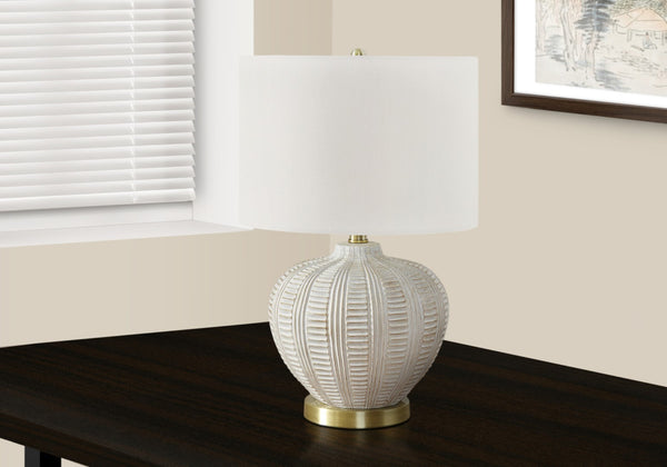 Monarch Specialties Lighting, 21"H, Table Lamp, Ivory / Cream Shade, Cream Resin, Transitional Cream,Gold,Ivory, Gold,Ivory Polyresin,Linen,Metal I 9617