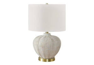 Monarch Specialties Lighting, 21"H, Table Lamp, Ivory / Cream Shade, Cream Resin, Transitional Cream,Gold,Ivory, Gold,Ivory Polyresin,Linen,Metal I 9617